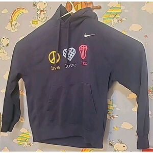 Live Love Lax Nike Hoodie Sweatshirt Size Medium Navy Blue One Love Lacrosse